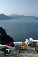 Image showing incredible santorini patio with view