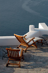 Image showing incredible santorini patio with view