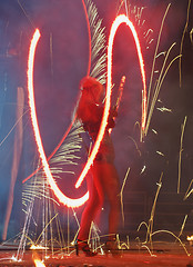 Image showing night fire show