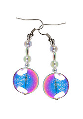 Image showing Earrings made of colored glass on a white background