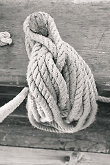 Image showing Rigging of an ancient sailing vessel