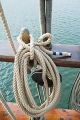 Image showing Rigging of an ancient sailing vessel