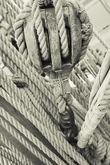 Image showing Rigging of an ancient sailing vessel