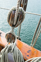 Image showing Rigging of an ancient sailing vessel