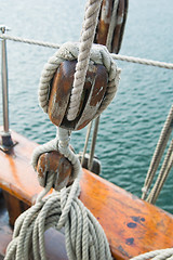 Image showing Rigging of an ancient sailing vessel