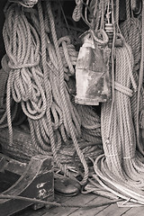 Image showing Rigging of an ancient sailing vessel