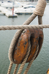 Image showing Rigging of an ancient sailing vessel