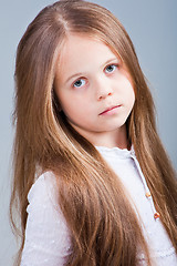 Image showing beautiful little girl with long blonde hair