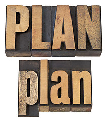 Image showing plan word in letterpress wood type