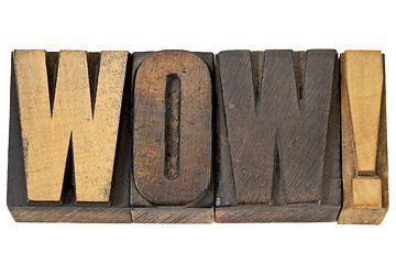 Image showing Wow - exclamation in wood type