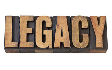 Image showing legacy word in vintage wood type