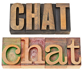 Image showing chat word in letterpress wood type