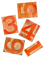 Image showing red orange numbers in wood type