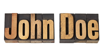 Image showing John Doe name  in wood type