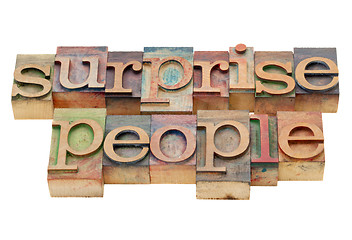 Image showing surprise people in wood type