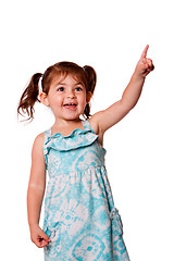 Image showing Little girl pointing up