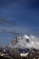 Image showing High mountains in clouds. Caucasus Mountains, Georgia