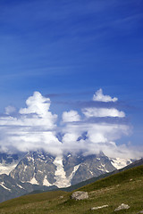 Image showing High mountains in clouds