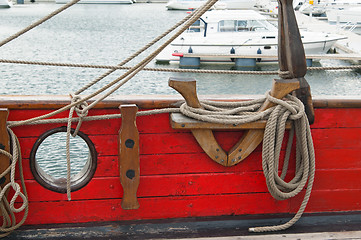 Image showing Rigging of an ancient sailing vessel