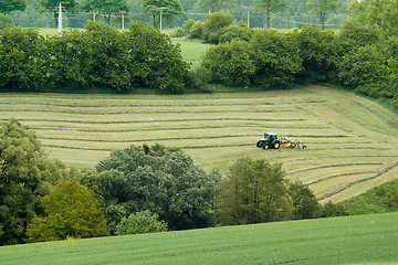 Image showing Beautiful lansdscape with Haymaking