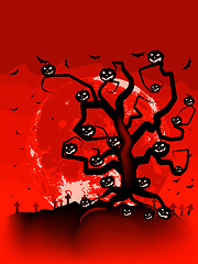 Image showing Halloween Tree with Bats and Pumpkins. EPS 8