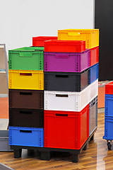 Image showing Colourful crates