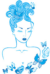 Image showing Girl with butterflies