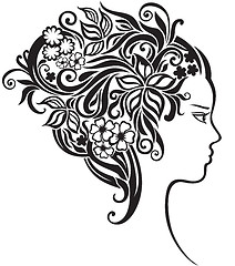 Image showing Girl with a beautiful flowers in her hair