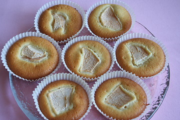 Image showing Plate with new-baked muffins