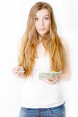 Image showing girl and money