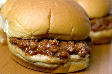 Image showing sloppy joe sandwich with tomatoes onions