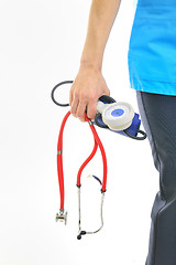Image showing Doctor with stethoscope and sphygmomanometer 