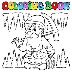 Image showing Coloring book cartoon dwarf miner