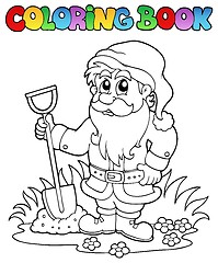Image showing Coloring book cartoon garden dwarf