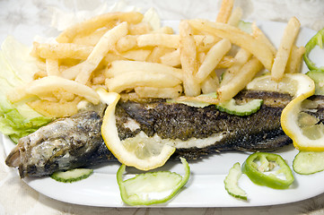 Image showing whole grilled fish plate Tunisia food