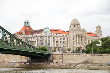 Image showing historic bath house spa architecture Chain Bridge Danube River B