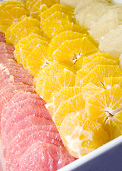 Image showing buffett platter fresh fruit oranges grapefruit ruby red