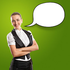 Image showing Business Woman With Speech Bubble