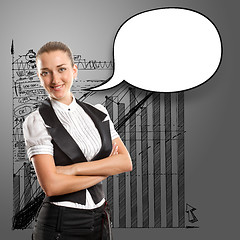 Image showing Business Woman With Speech Bubble