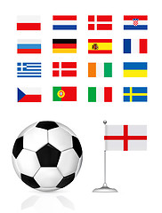 Image showing football ball and flag