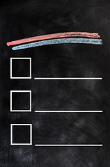 Image showing Blank form on a blackboard background