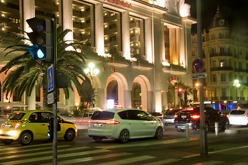 Image showing Promenade de Anglais casino boulevard cars night Nice France