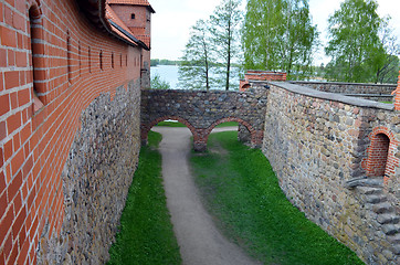 Image showing Trakai castle and fragments and Galve lake 