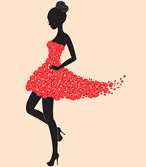 Image showing Dancer girl in dress of roses