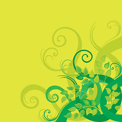 Image showing Green decorative floral background