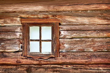 Image showing Small window in the old wooden wall