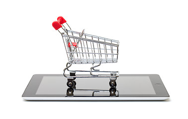 Image showing Shopping Cart over a Tablet PC