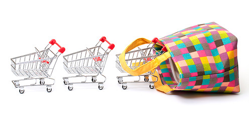 Image showing Shopping Cart with Vibrant Bag