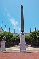 Image showing obelisk topped by a rooster,  symbol of the French nation in Pan