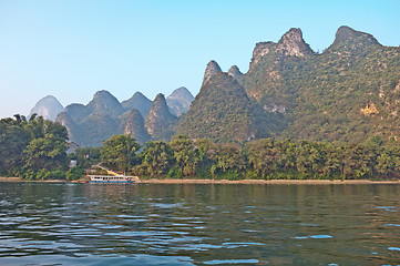 Image showing Li river near Yangshuo Guilin Mountains